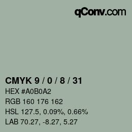 カラーコード: CMYK 9 / 0 / 8 / 31 | qconv.com