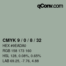 カラーコード: CMYK 9 / 0 / 8 / 32 | qconv.com