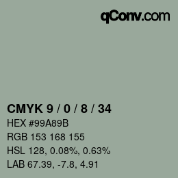 カラーコード: CMYK 9 / 0 / 8 / 34 | qconv.com