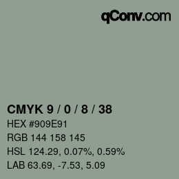 カラーコード: CMYK 9 / 0 / 8 / 38 | qconv.com