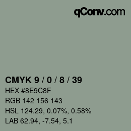 颜色代码: CMYK 9 / 0 / 8 / 39 | qconv.com