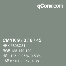 Color code: CMYK 9 / 0 / 8 / 45 | qconv.com