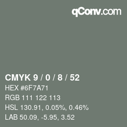 Color code: CMYK 9 / 0 / 8 / 52 | qconv.com