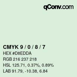 カラーコード: CMYK 9 / 0 / 8 / 7 | qconv.com