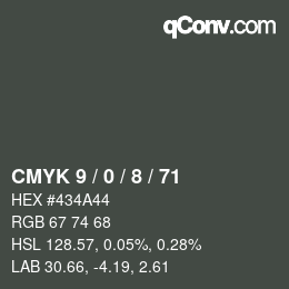 カラーコード: CMYK 9 / 0 / 8 / 71 | qconv.com