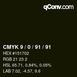 Color code: CMYK 9 / 0 / 91 / 91 | qconv.com