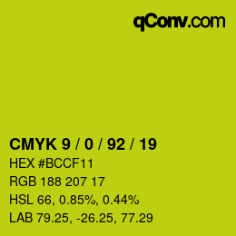 Color code: CMYK 9 / 0 / 92 / 19 | qconv.com