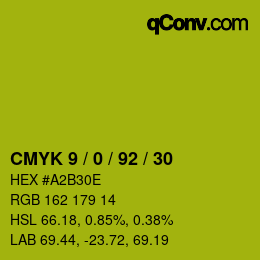 カラーコード: CMYK 9 / 0 / 92 / 30 | qconv.com