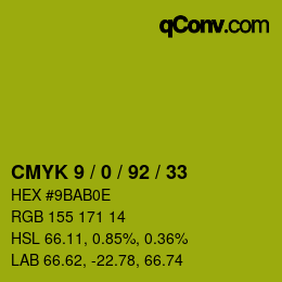 Color code: CMYK 9 / 0 / 92 / 33 | qconv.com