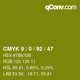Color code: CMYK 9 / 0 / 92 / 47 | qconv.com