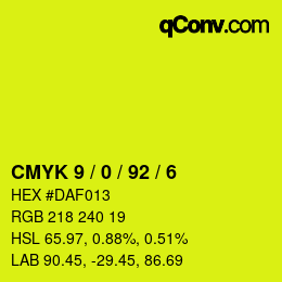 Color code: CMYK 9 / 0 / 92 / 6 | qconv.com