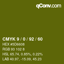 Color code: CMYK 9 / 0 / 92 / 60 | qconv.com