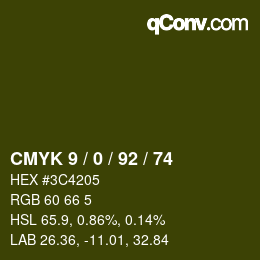 カラーコード: CMYK 9 / 0 / 92 / 74 | qconv.com