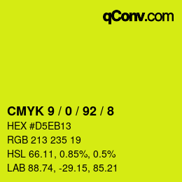 Color code: CMYK 9 / 0 / 92 / 8 | qconv.com