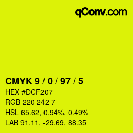 Color code: CMYK 9 / 0 / 97 / 5 | qconv.com