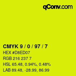 Color code: CMYK 9 / 0 / 97 / 7 | qconv.com