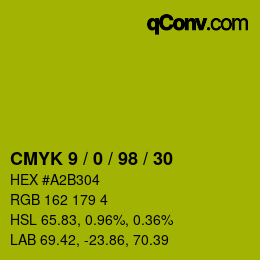 颜色代码: CMYK 9 / 0 / 98 / 30 | qconv.com