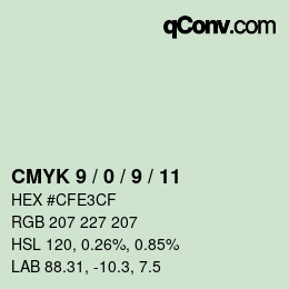 カラーコード: CMYK 9 / 0 / 9 / 11 | qconv.com