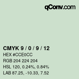 カラーコード: CMYK 9 / 0 / 9 / 12 | qconv.com