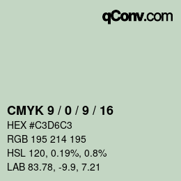 颜色代码: CMYK 9 / 0 / 9 / 16 | qconv.com