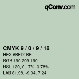 Color code: CMYK 9 / 0 / 9 / 18 | qconv.com