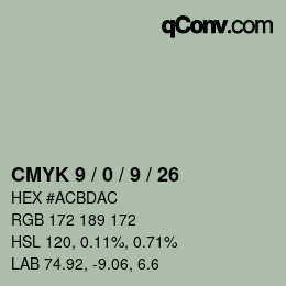 Color code: CMYK 9 / 0 / 9 / 26 | qconv.com