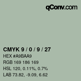 カラーコード: CMYK 9 / 0 / 9 / 27 | qconv.com