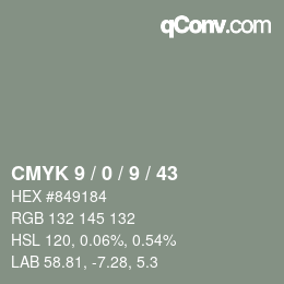 Color code: CMYK 9 / 0 / 9 / 43 | qconv.com