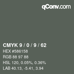 Color code: CMYK 9 / 0 / 9 / 62 | qconv.com