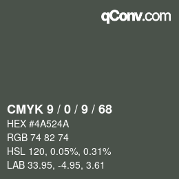 Color code: CMYK 9 / 0 / 9 / 68 | qconv.com