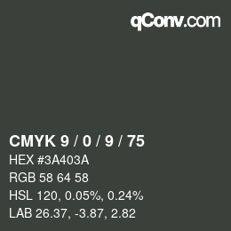 カラーコード: CMYK 9 / 0 / 9 / 75 | qconv.com