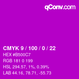 Color code: CMYK 9 / 100 / 0 / 22 | qconv.com