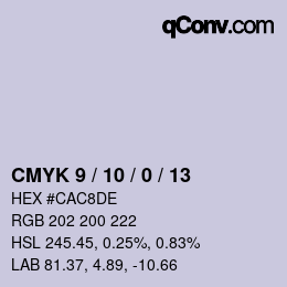 カラーコード: CMYK 9 / 10 / 0 / 13 | qconv.com