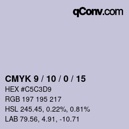 カラーコード: CMYK 9 / 10 / 0 / 15 | qconv.com