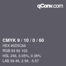 颜色代码: CMYK 9 / 10 / 0 / 60 | qconv.com