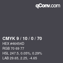 Código de color: CMYK 9 / 10 / 0 / 70 | qconv.com