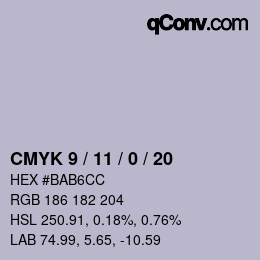 カラーコード: CMYK 9 / 11 / 0 / 20 | qconv.com