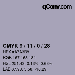 Color code: CMYK 9 / 11 / 0 / 28 | qconv.com