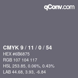 カラーコード: CMYK 9 / 11 / 0 / 54 | qconv.com