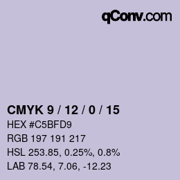 カラーコード: CMYK 9 / 12 / 0 / 15 | qconv.com