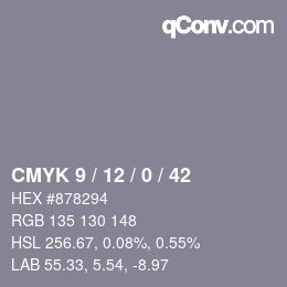 Color code: CMYK 9 / 12 / 0 / 42 | qconv.com