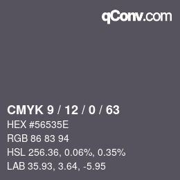 Color code: CMYK 9 / 12 / 0 / 63 | qconv.com