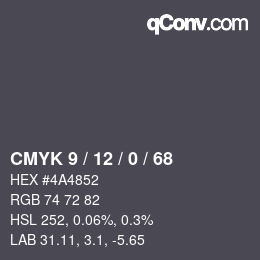 カラーコード: CMYK 9 / 12 / 0 / 68 | qconv.com