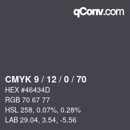 Color code: CMYK 9 / 12 / 0 / 70 | qconv.com