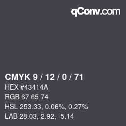 Color code: CMYK 9 / 12 / 0 / 71 | qconv.com