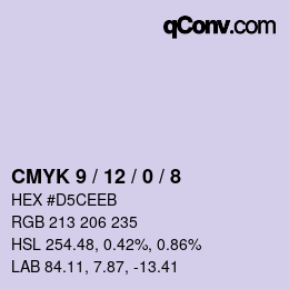 カラーコード: CMYK 9 / 12 / 0 / 8 | qconv.com