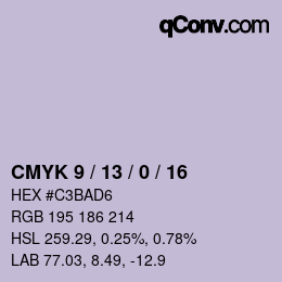 颜色代码: CMYK 9 / 13 / 0 / 16 | qconv.com