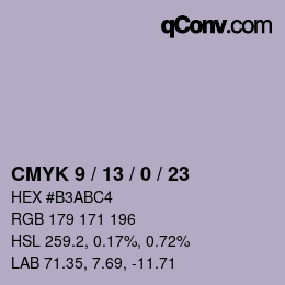 颜色代码: CMYK 9 / 13 / 0 / 23 | qconv.com