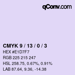 カラーコード: CMYK 9 / 13 / 0 / 3 | qconv.com