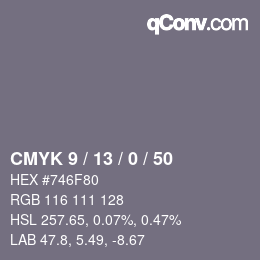 Color code: CMYK 9 / 13 / 0 / 50 | qconv.com